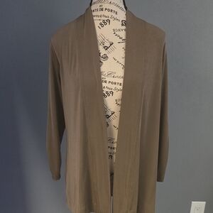 Women's Tan Open-Front Sweater Jacket